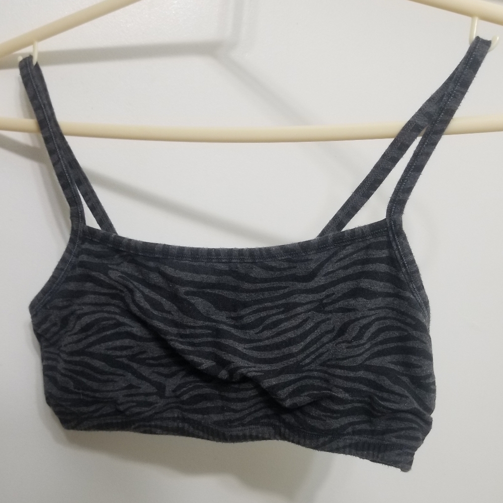 Gray/black striped Fruit/Loom bra